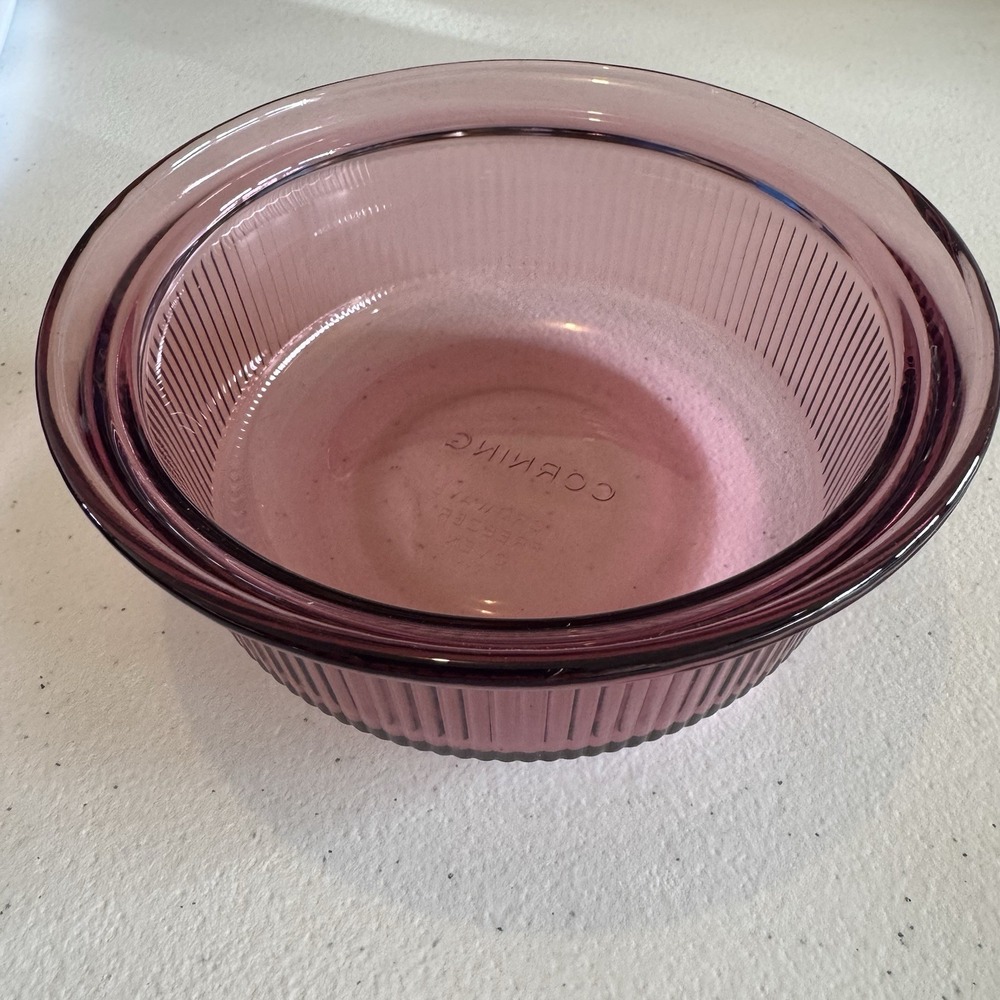 Visions Corning Ware Cranberry Glass 1 Pint Cooking Bowl C-16-B Retired Purple